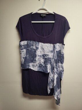Red Coral Women's Purple Layered Asymmetrical Tunic Top Size Large Short Sleeve